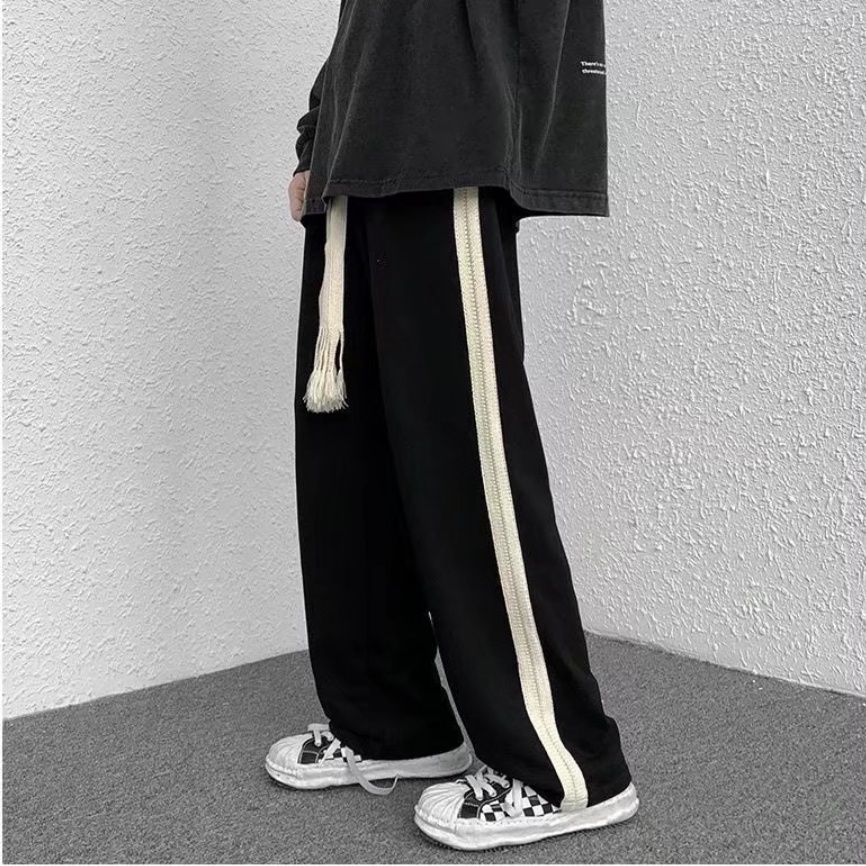 Quần thể thao ống rộng kẻ sọc hai bên thời trang Hàn Quốc cho nam quần jogger thể thao nam bigsize quần ống suông