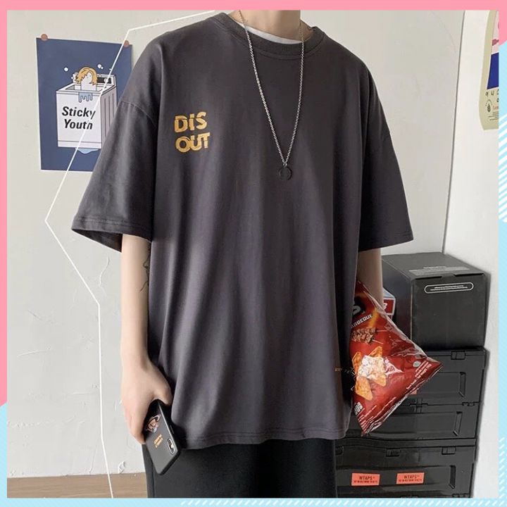 Áo thun unisex tay lỡ form rộng, áo phông nam nữ form rộng chất mát mịn thấm hút mồ hôi in hình DISOUT