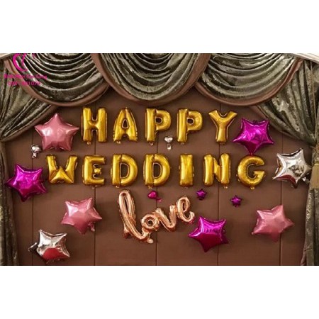 Bộ 12 bóng chữ HAPPY WEDDING trang trí tiệc cưới, trang trí phòng cưới, tân hôn