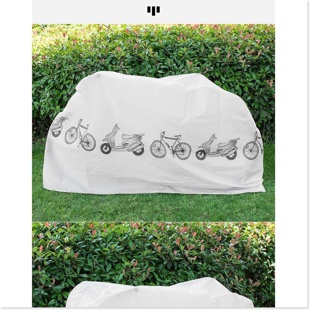 Bạt Phủ Xe Máy Đa Năng, Aó Trùm Xe Máy Xe Đạp, Tấm TRùm Xe Máy Vải Dù - Bạt Phủ Có Hình