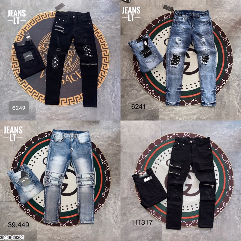 Quần Bò Đen Rách Mix Khoá - Quần Jean DSQ Nam
