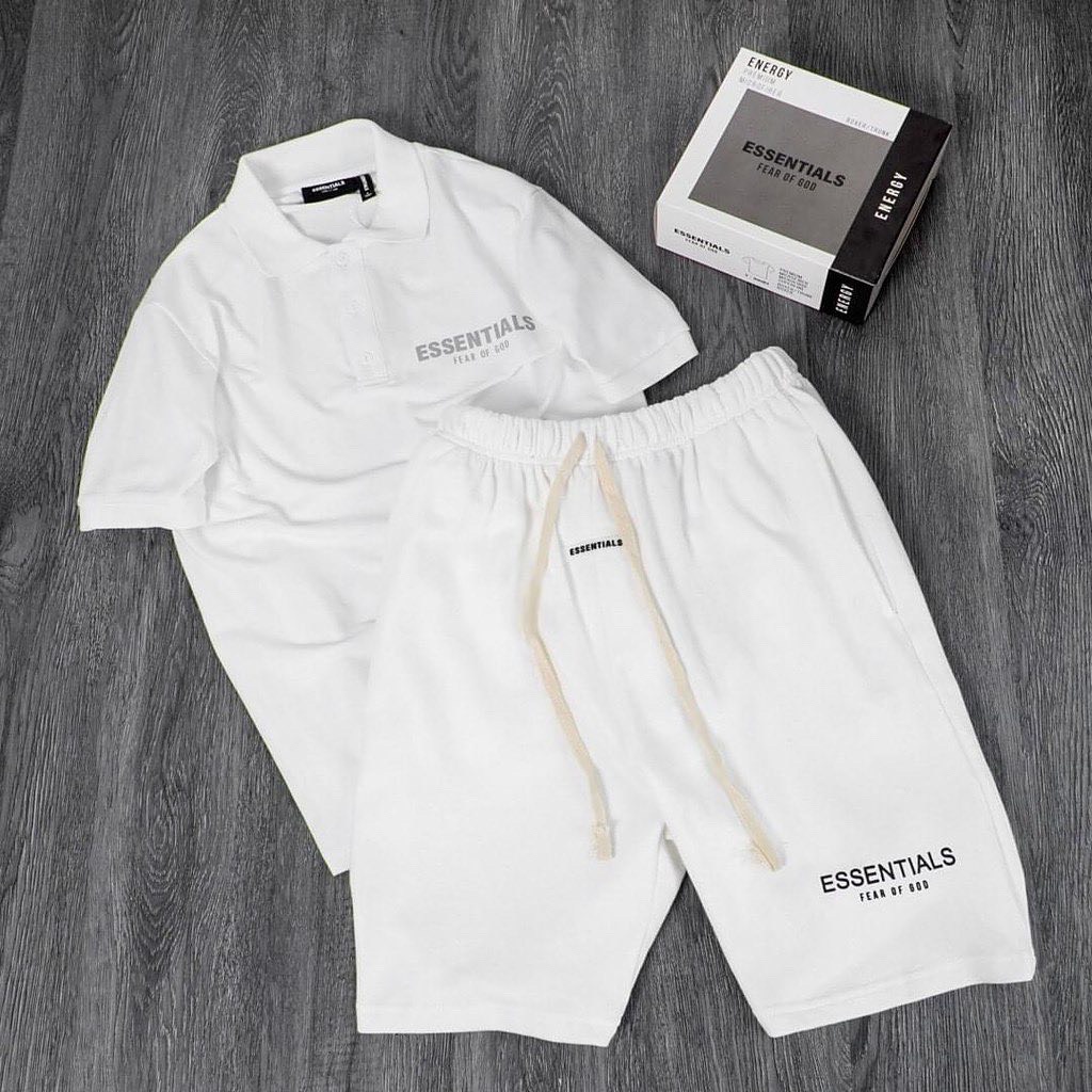 Áo Polo cộc tay Essentials, đồ bộ quần áo mùa hè cotton nam nữ unisex
