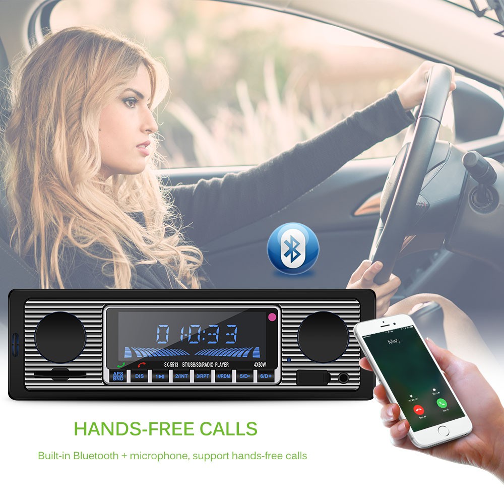 IN STOCK Bluetooth Car Stereo Audio 1DIN Player In-Dash FM MP3 Radio Player with AUX-IN SD USB DC 12V