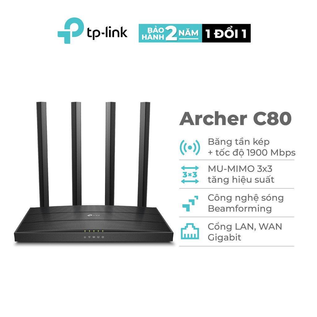Bộ Phát Wifi TP-Link Archer C80 Công Nghệ MU-MIMO 3x3 Băng Tần Kép Chuẩn AC1900 | BigBuy360 - bigbuy360.vn
