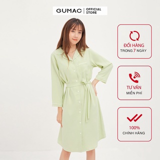 Váy ngủ pyjama nữ GUMAC form suông, màu Xanh - Xám đủ size DA12128