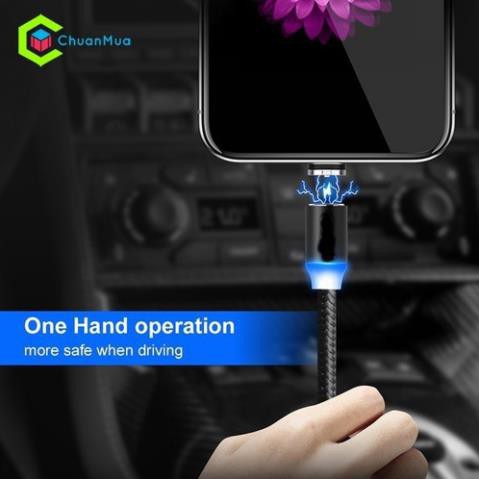 💥[CÁP SẠC NHANH]💥Cáp sạc từ hít nam châm 3 đầu Android và iPhone 360 độ dây dù, scaj tự ngắt , có đèn LED 💥SIÊU HOT💥