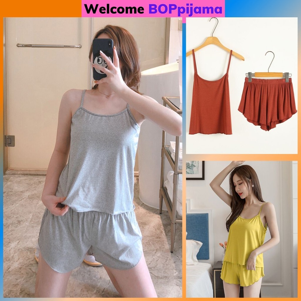 Đồ Bộ Ngủ Quần Đùi Áo 2 Dây Sexy Chất Cotton Co Giãn 4 Chiều Mềm Mát | BigBuy360 - bigbuy360.vn