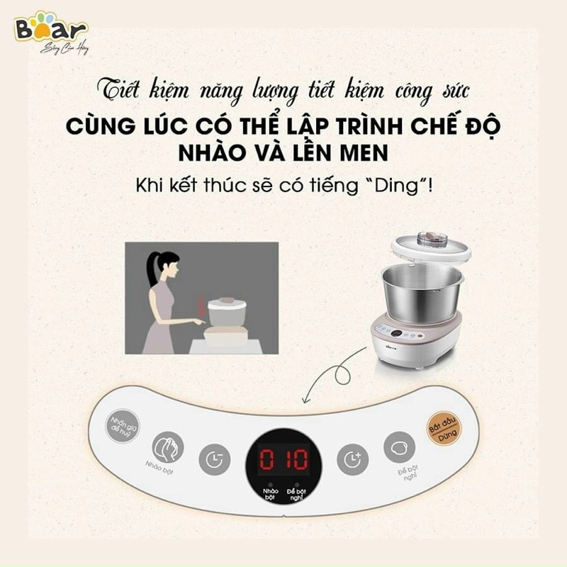 [Mã ELHA22 giảm 6% đơn 300K] Máy nhào bột Bear HMJ-A50B1- 5lít