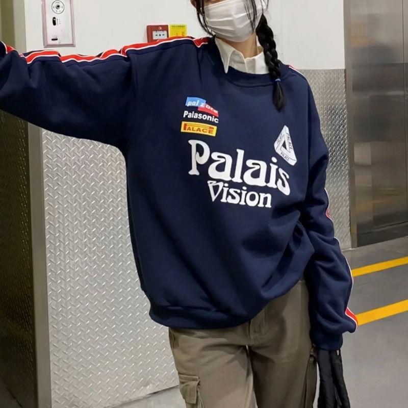 Jennie cùng phong cách cổ tròn in chữ Mỹ thời trang mùa thu cặp đôi váy cotton(cotton nguyên chât)