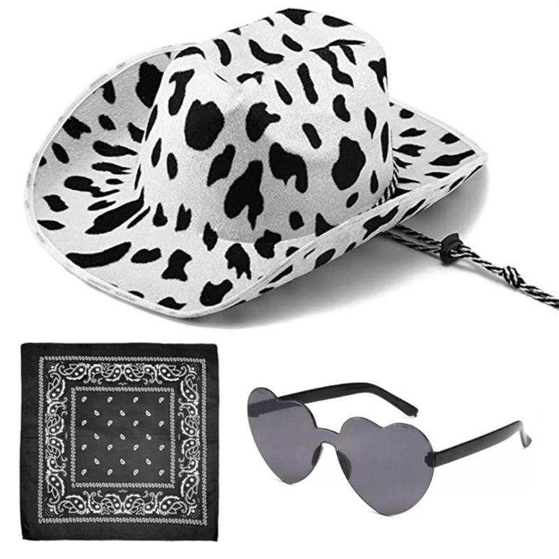 Kính Mát Kiểu Cao Bồi Phương Tây In Họa Tiết Bò Sữa Một Kích Cỡ Cho Nam Và Nữ