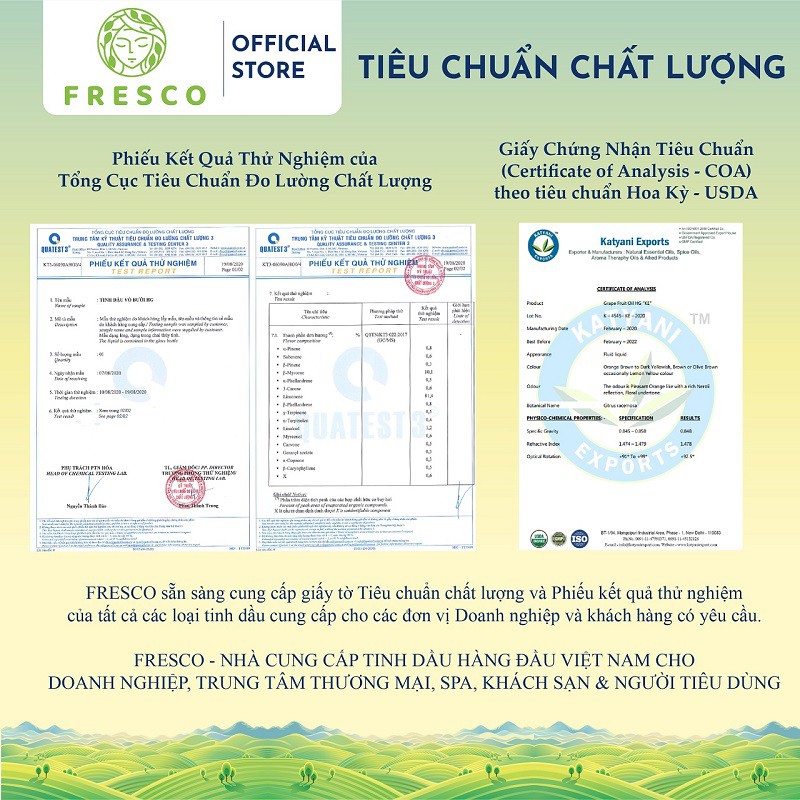 TINH DẦU THIÊN NHIÊN FRESCO 🌿𝐅𝐑𝐄𝐄𝐒𝐇𝐈𝐏🌿 CÓ KIỂM NGHIỆM CHẤT LƯỢNG - TINH DẦU THƠM PHÒNG & ĐUỔI MUỖI