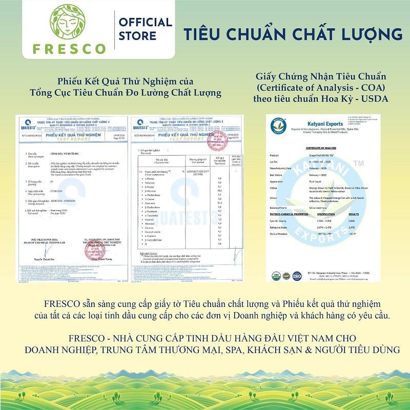 TINH DẦU THIÊN NHIÊN FRESCO 🌿𝐅𝐑𝐄𝐄𝐒𝐇𝐈𝐏🌿 CÓ KIỂM NGHIỆM CHẤT LƯỢNG(COA) - TINH DẦU THƠM PHÒNG & ĐUỔI MUỖI