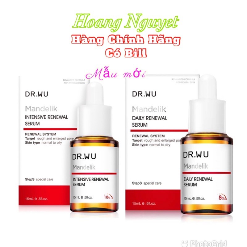 (Sẵn _bill)DR.WU Serum tái tạo da MANDELIC ACID Plus & 18% 15ml/30ml Đài Loan