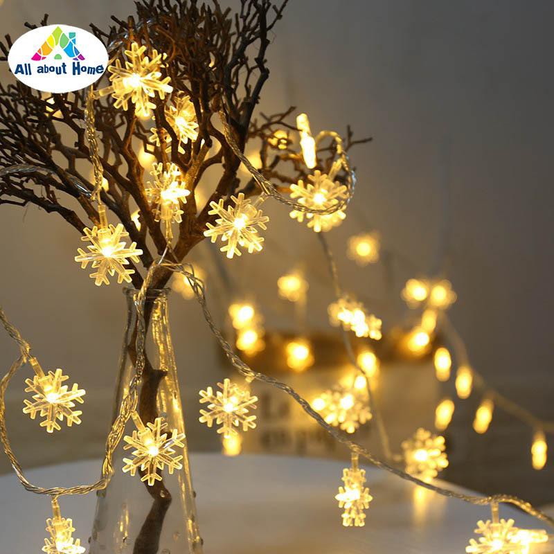 Bộ 2 dây đèn led nhấp nháy hình bông tuyết dành cho các diệp lễ / Đèn trang trí Noel dây dài1m8 mét(giao màu ngẫu nhiên)