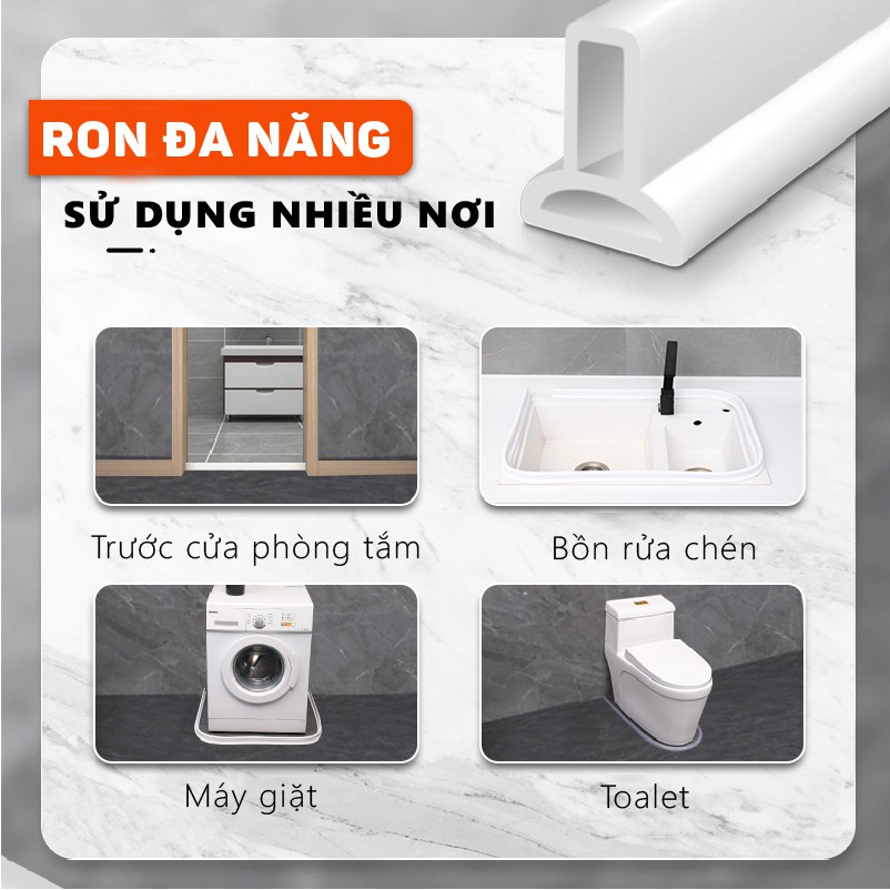 Thanh chắn nước nhà tắm, dải silicon cao su chặn cửa toilet kèm keo dán