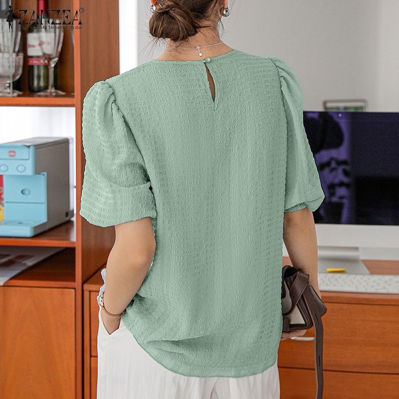 Áo kiểu Zanzea tay lửng màu trơn thời trang dành cho nữ