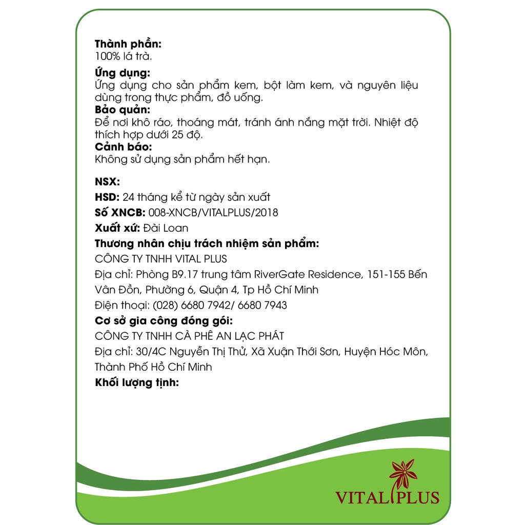 - Bột Matcha Đài Loan - Matcha Powder - Shop Nhà Anise - Vital Plus