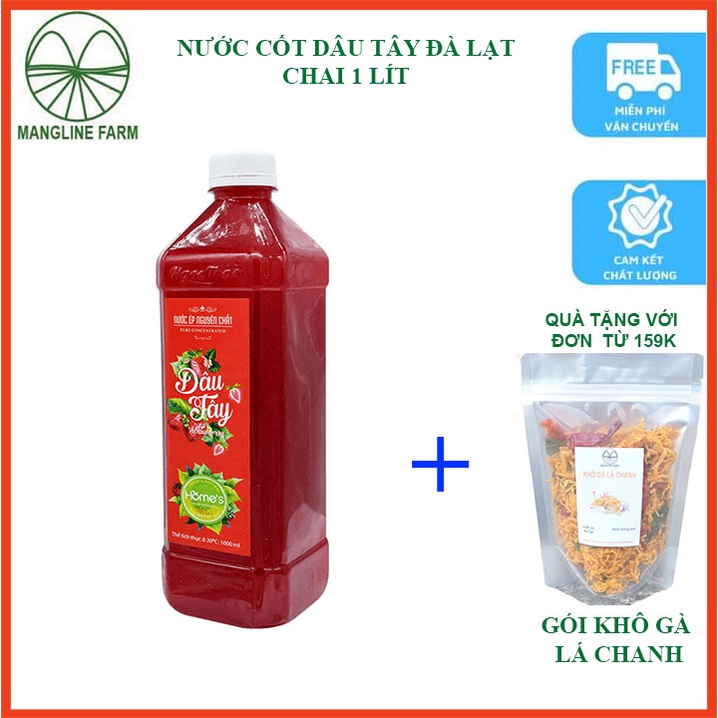 Nước cốt dâu tây Đà Lạt 1000ml lên men tự nhiên giúp làm đẹp da sáng mắt tăng cường sức đề kháng đặc sản Đà Lạt