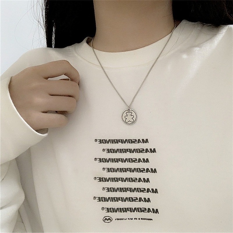 Dây chuyền chuỗi dài mặt hình gấu xinh xắn kiểu hip hop cổ điển 210902