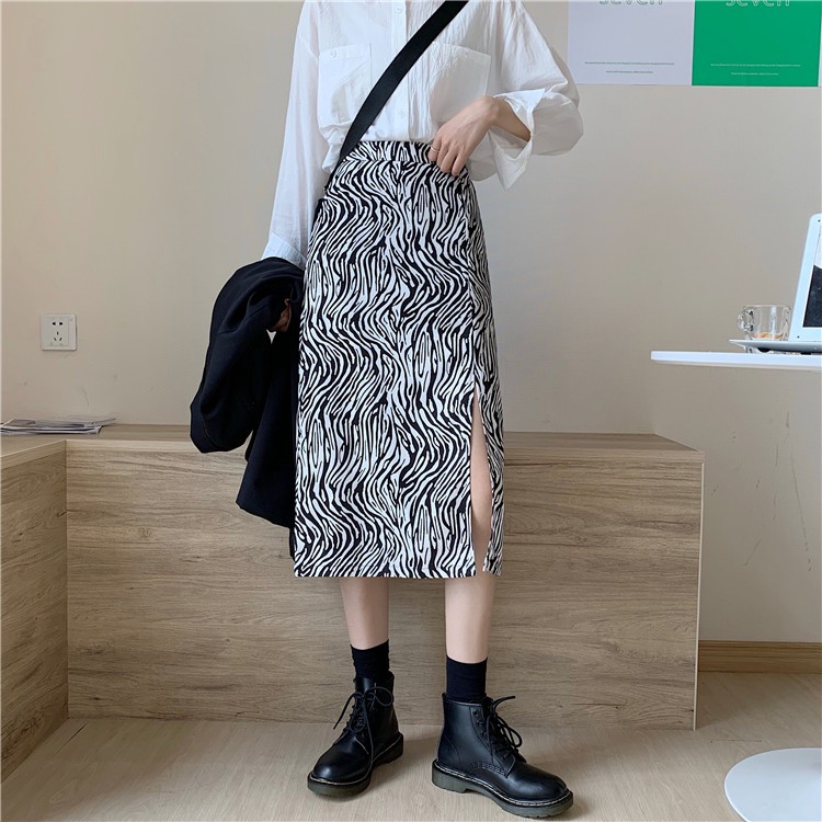 Chân Váy Xiaozhainv Midi Dáng Chữ A Hoạ Tiết Ngựa Vằn Phong Cách Hàn Quốc | BigBuy360 - bigbuy360.vn