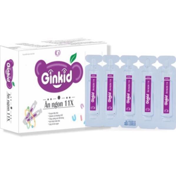 Ginkid Ăn ngon 11X cải thiện chức năng tiêu hóa cho trẻ hết biếng ăn hộp 20 ống