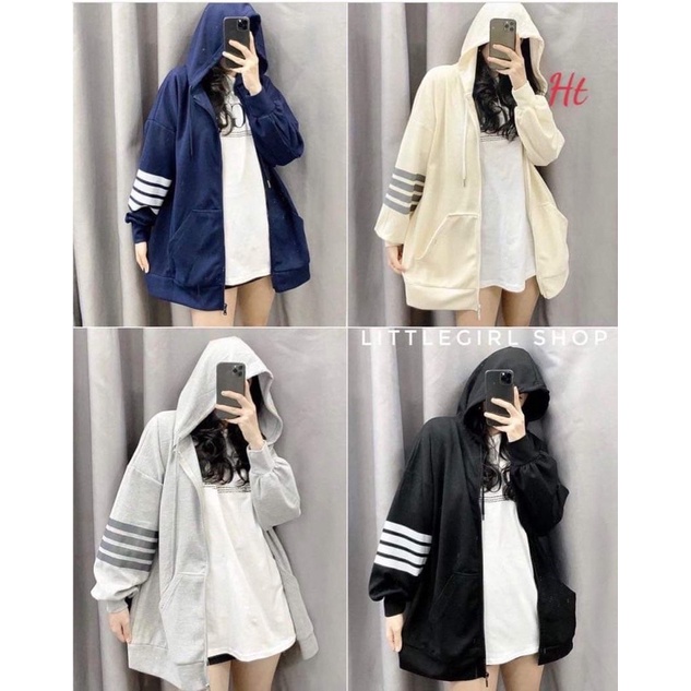 Áo khoác nỉ Cotton 4 sọc tay