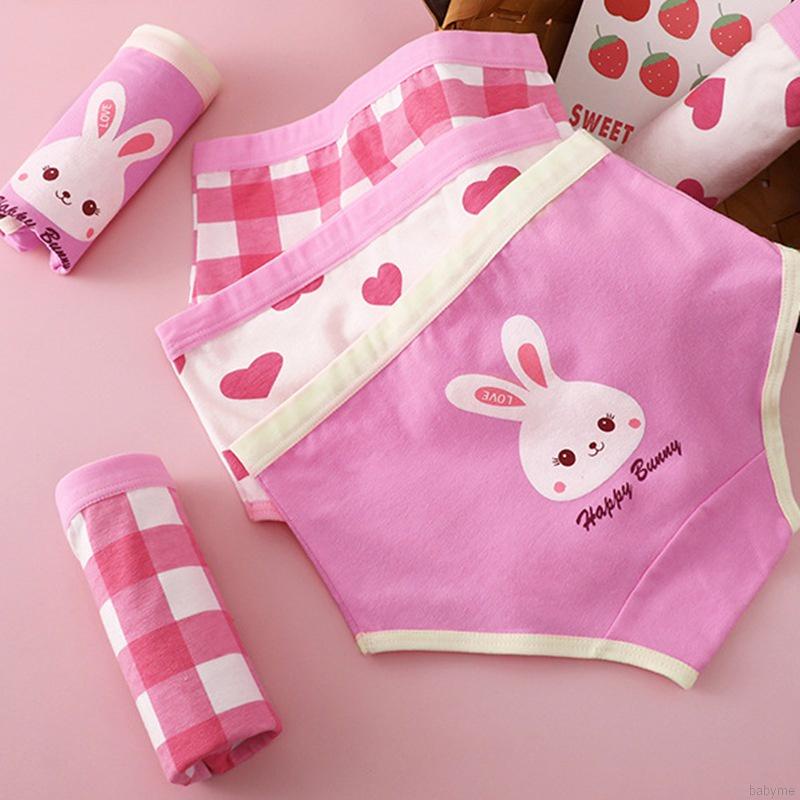 Set 3 Quần Lót Cotton Họa Tiết Thỏ Đáng Yêu Cho Bé Gái