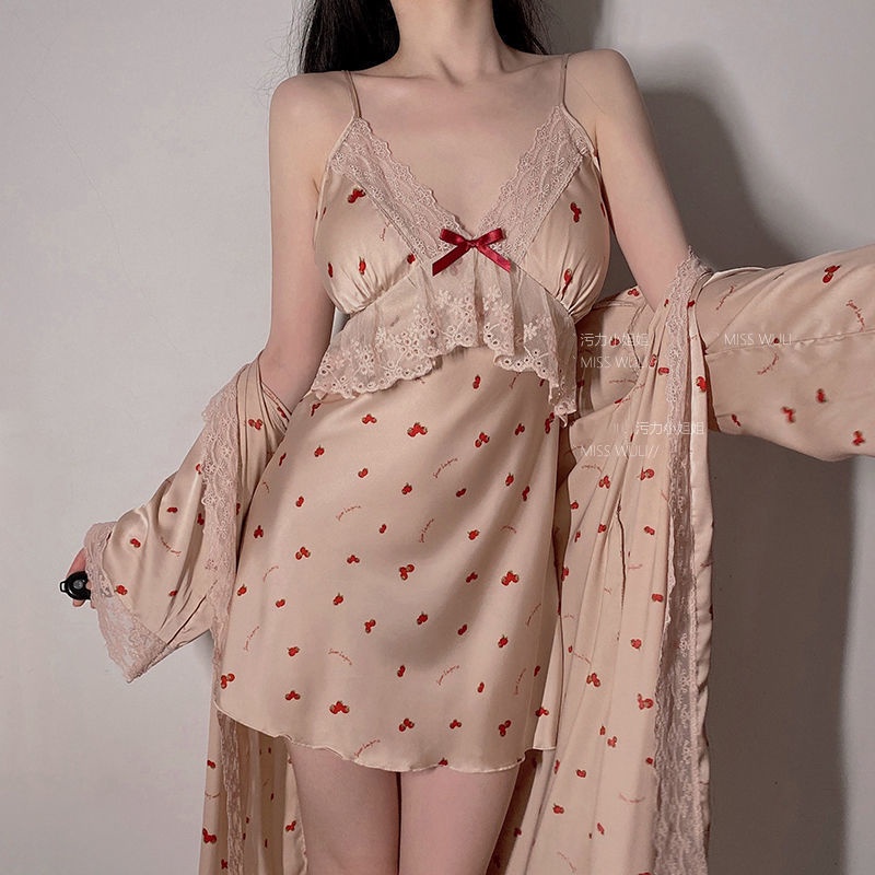 One Đầm Ngủ Lụa Hai Dây Thời Trang Mùa Hè 2022 Gợi Cảm Cho Nữ