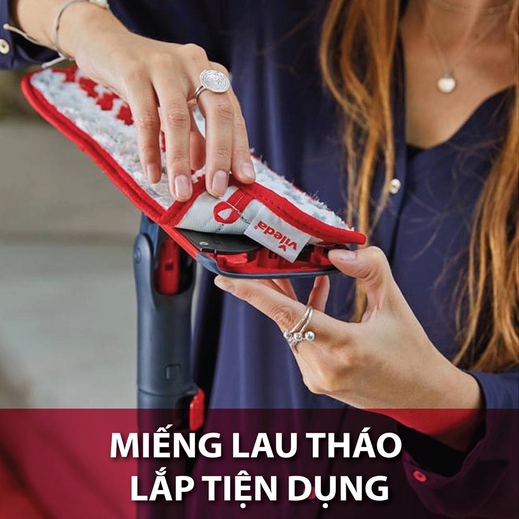 Cây lau nhà tự vắt thông minh VILEDA UltraMax Easy Twist đầu lau hình chữ nhật, vắt nước tiện lợi - TSU152115