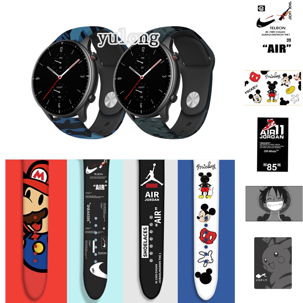 Silicone Dây Đeo Silicon Thay Thế Cho Đồng Hồ Thông Minh huami amazfit gtr mini gtr3 pro 42mm 47mm bip5 gtr2 gtr4 gtr2e 2 3 4 bip 5 camo