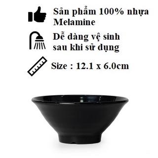 Bộ 10 chén,bát xoắn ăn cơm nhựa Melamine màu đen Size 12.1x6.0 cm