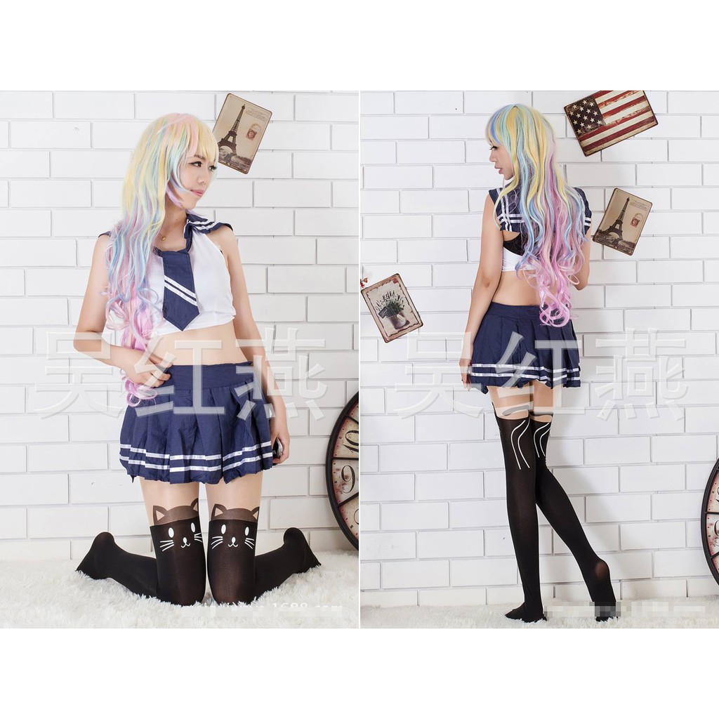 Vớ da quần tất giả đùi legging tattoo tights hoạ tiết