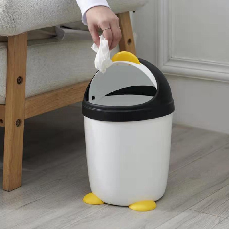 Thùng rác để bàn hình chim cánh cụt dễ thương