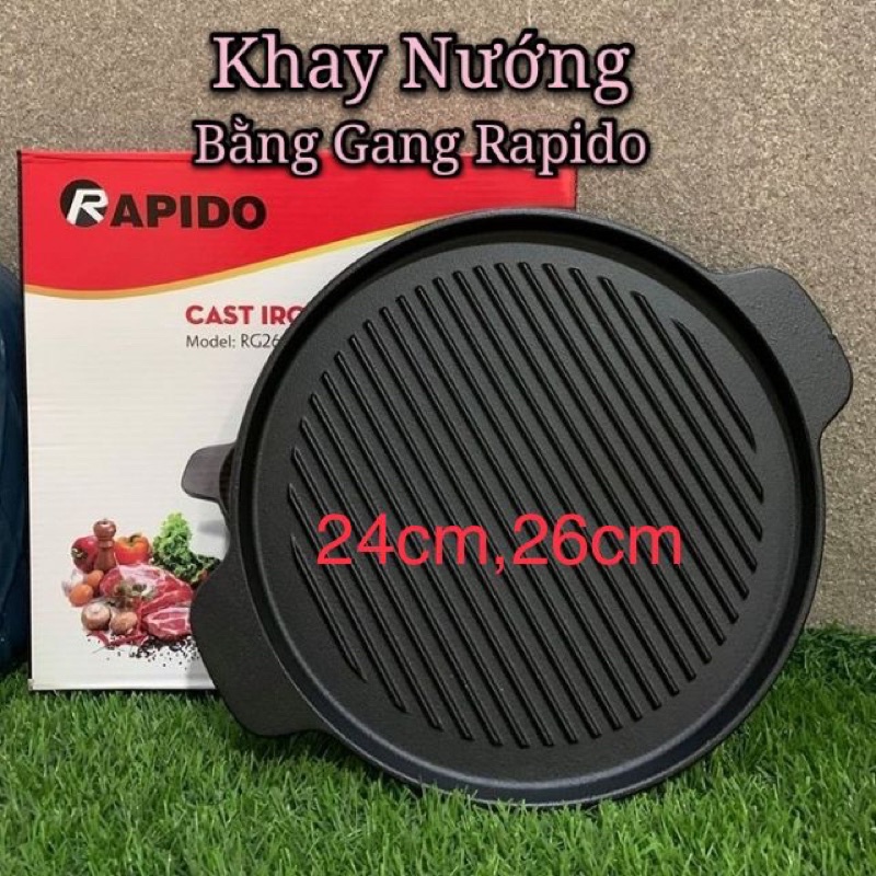 Chảo Gang Nướng,Khay Nướng Bếp TỪ Tròn Rapido,Ferroli Công Nghệ Đức Chính Hãng RG24-RF, RG26-RF