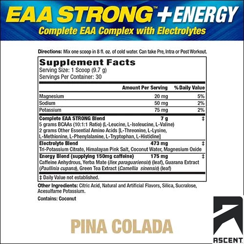 Thực phẩm bổ sung EAA Strong+Energy chứng nhận "Informed-Choice" : nhập khẩu USA