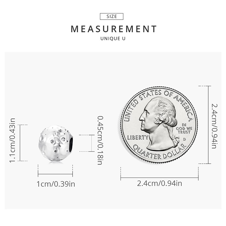 Phụ kiện BAMOER SCC2059 bằng bạc 925 hình mặt trăng nhỏ thời trang phù hợp làm vòng tay DIY