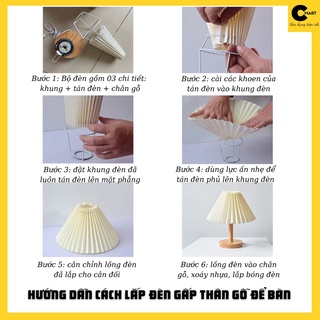 Đèn Ngủ Chân Gỗ Để Bàn Xếp Ly Kiểu Dáng Hàn Quốc [CMART_GIA DỤNG TIỆN ÍCH]