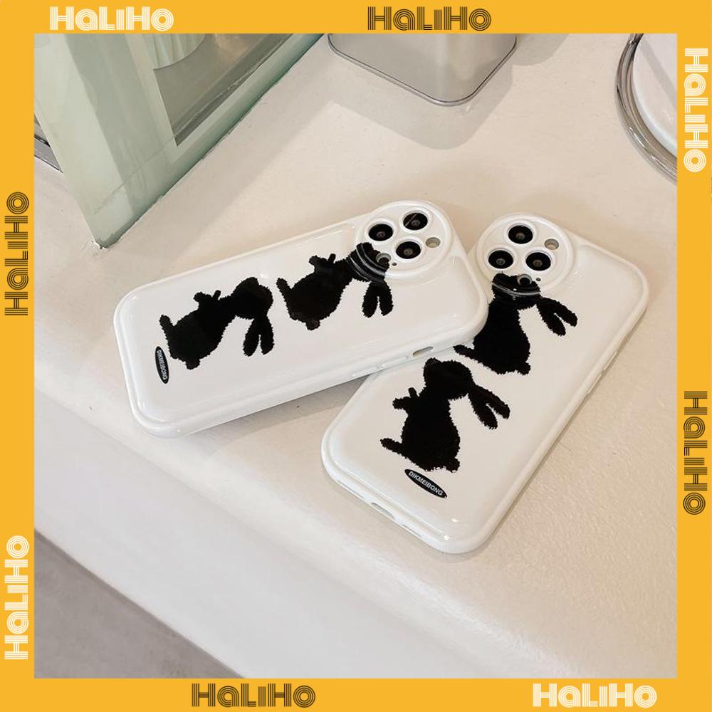 iPhone Case Silicone Soft Case Airbag Shockproof Protection Camera Black Rabbit Cartoon Cute Compatible For iPhone 11 Pro Max 13 Pro Max 12 Pro Max 7Plus xr XS Max