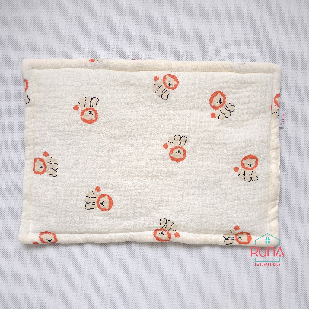 Gối lót đầu cho bé vải xô muslin RUNA KIDS thấm hút thoáng khí hình chữ nhật dễ thương đáng yêu