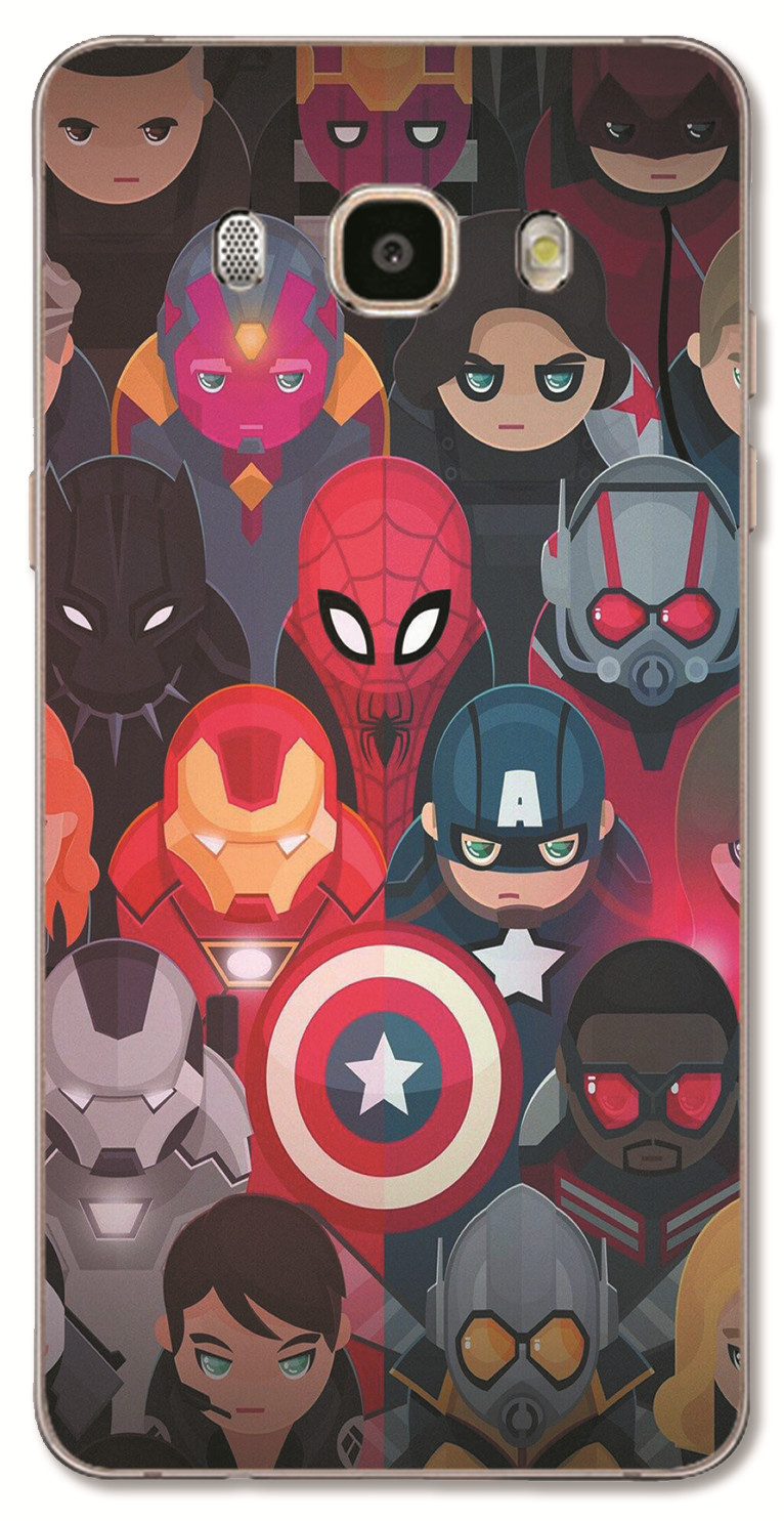 Samsung Galaxy A9 C5 C7 C9 Pro /J7 J5 2015 INS Cute Cartoon Avengers Soft Silicone TPU Phone Casing Hero iron Man Graffiti Case Back Cover Couple