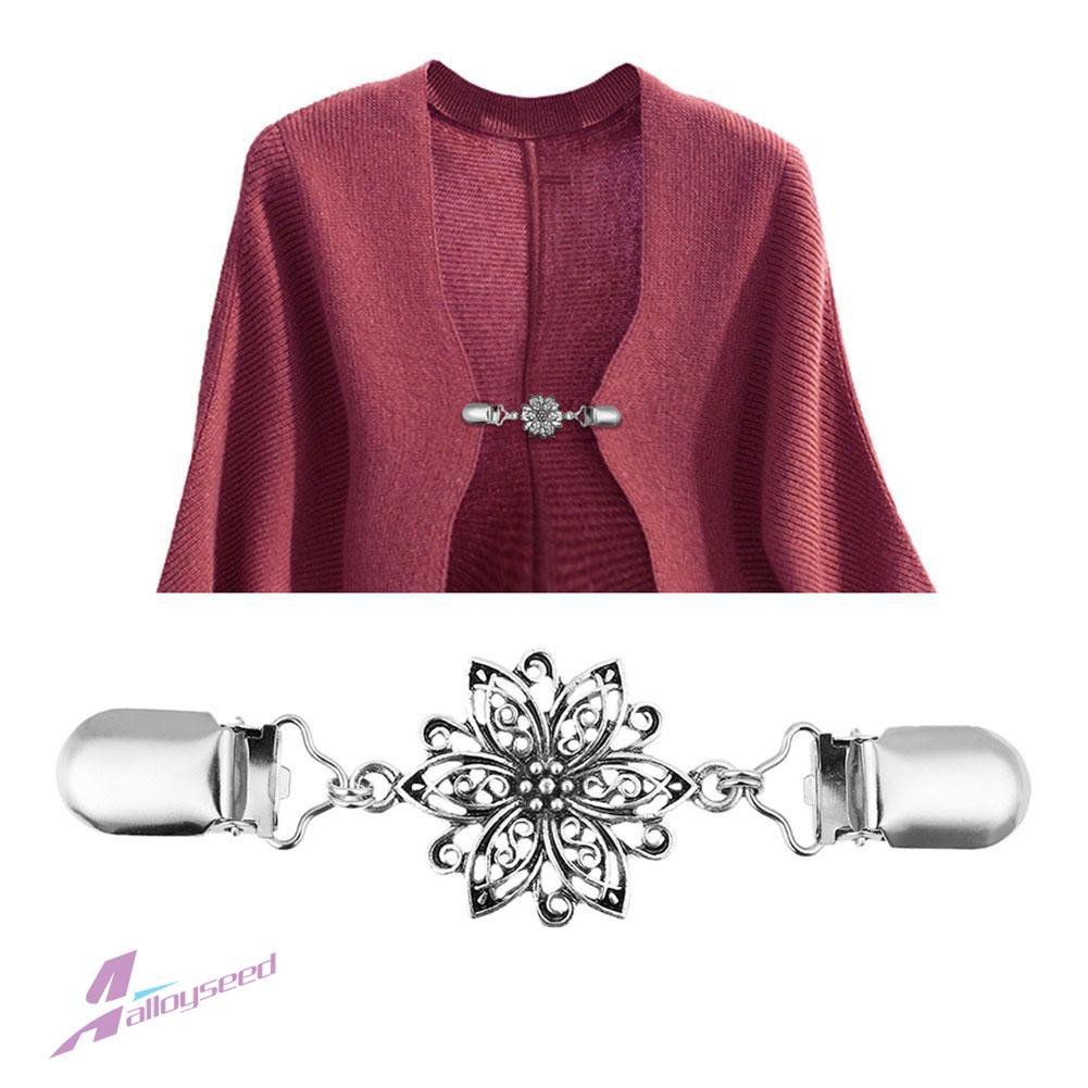 Hollow Flowers Alloy Cardigan Clip Women Sweater Blouse Shawl Clips Pins