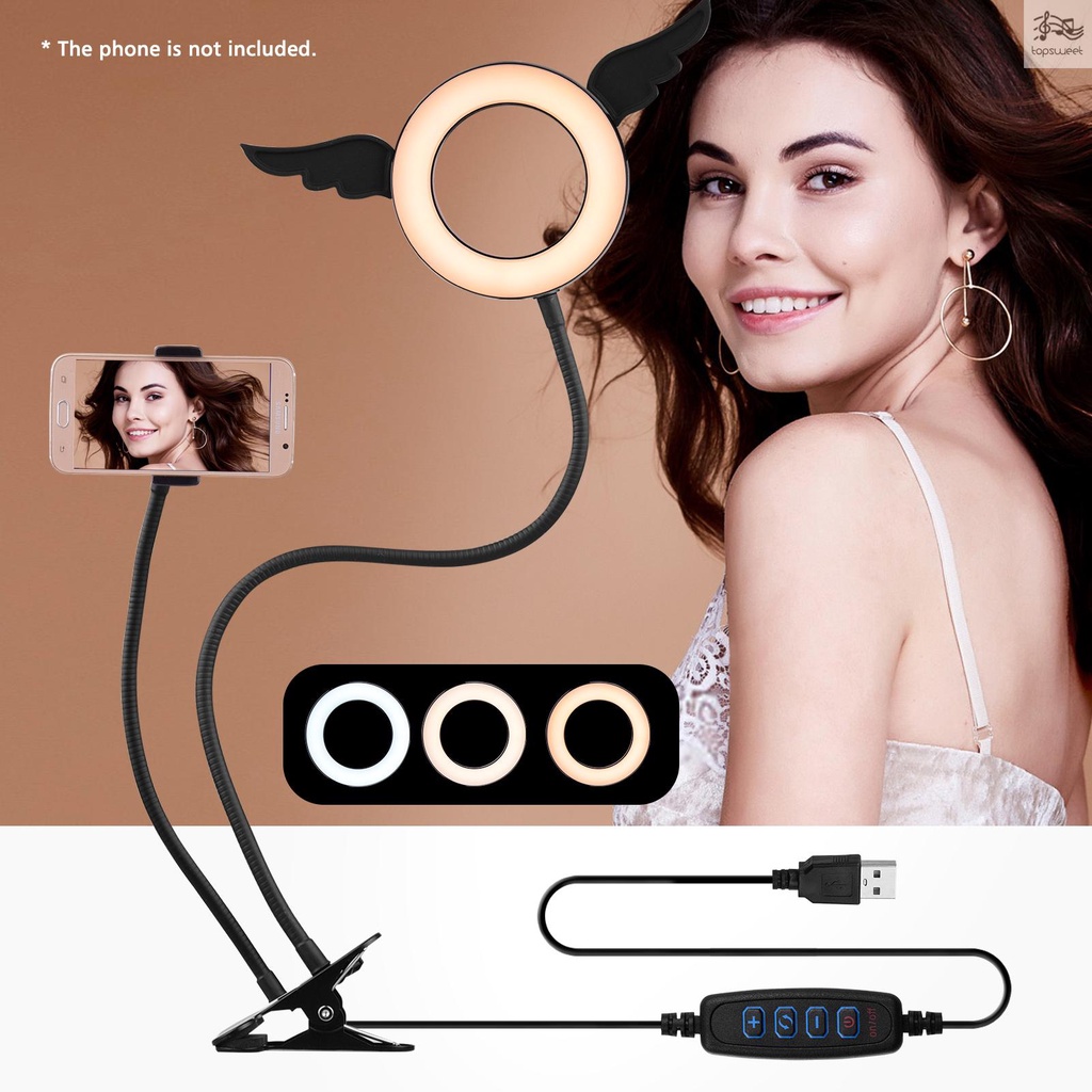 Vòng Đèn LED Andoer 5-inch 3800K-6800K 3 Màu Có Thể Điều Chỉnh Độ Sáng Kèm Giá Đỡ Điện Thoại | BigBuy360 - bigbuy360.vn