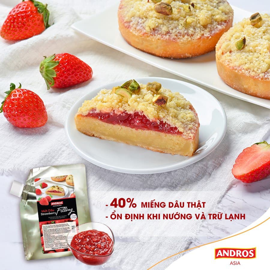 [Mã BMBAU50 giảm 7% đơn 99K] ANDROS - Filling Dâu -Mứt trái cây làm bánh - Túi 1 Kg