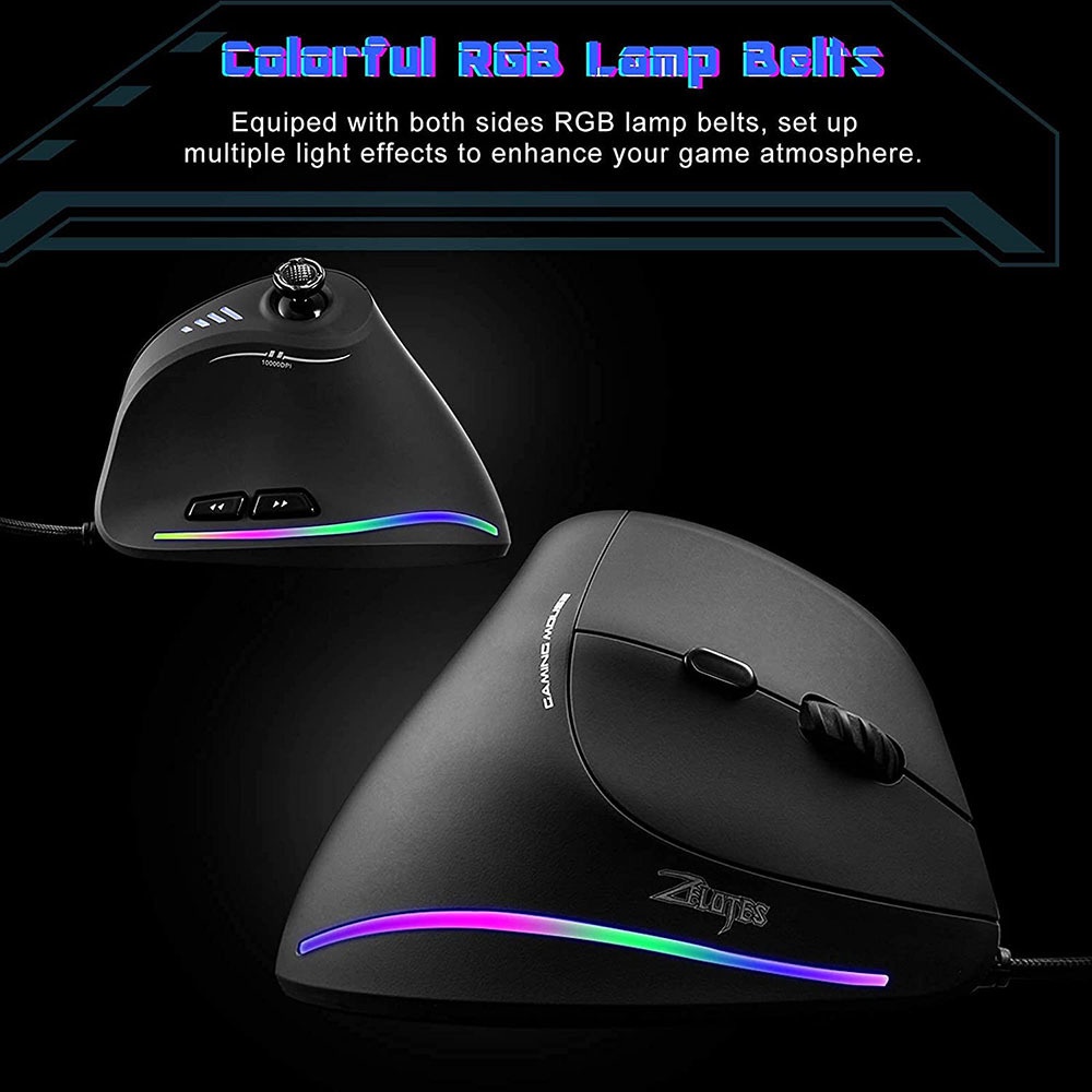 Jomaa Chuột Máy Tính Có Dây 5D 10000 DPI RGB Dùng Để Chơi Game