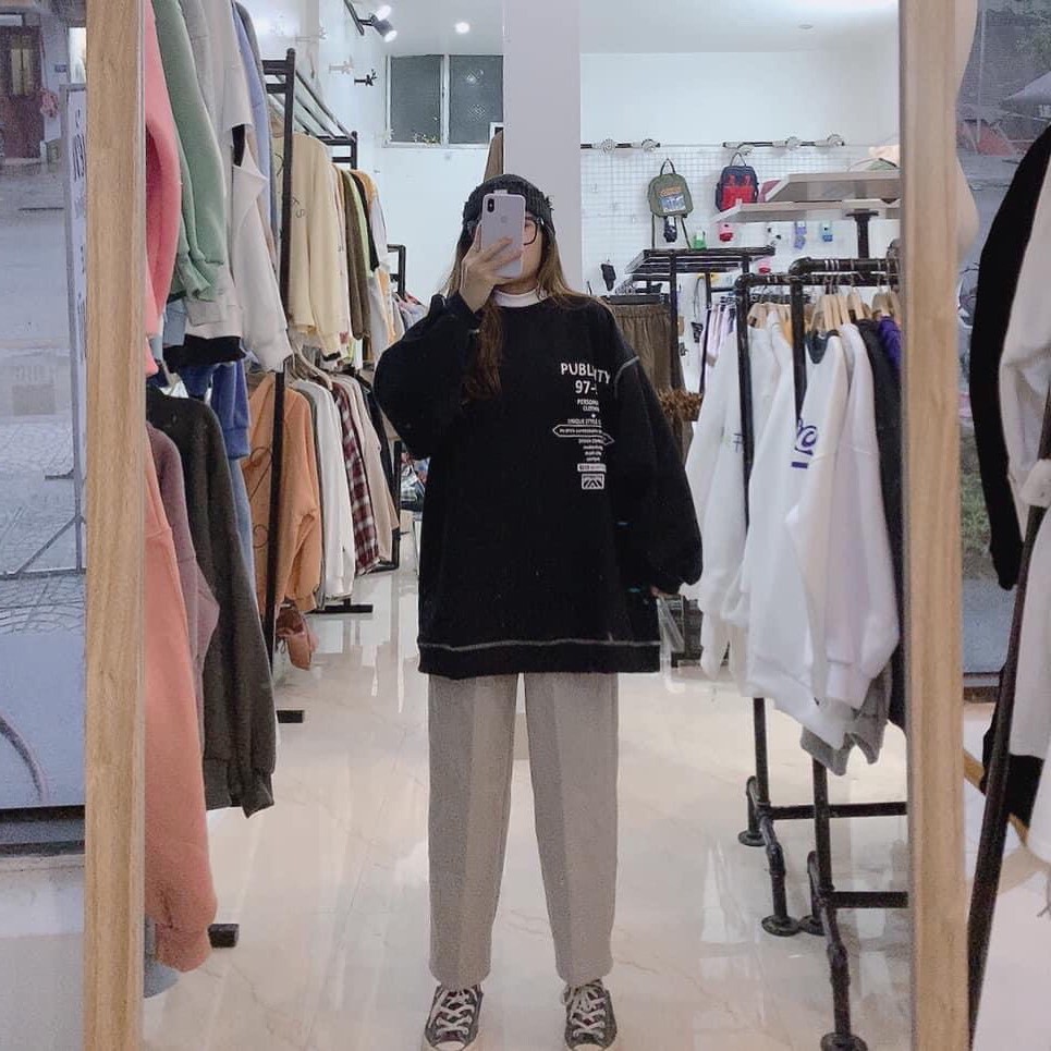 Áo Sweater Nỉ Form Rộng Dài Tay Unisex Ullzzang | BigBuy360 - bigbuy360.vn