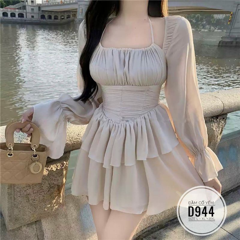 ĐẦM BIGSIZE TAY DÀI CỔ YẾM