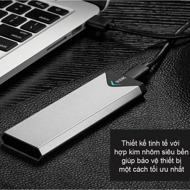 Box chuyển SSD M2 Sata sang ổ cứng di động - SSK SHE-C320 chuẩn USB 3.0 - 5Gbps M.2- Hàng Chính Hãng Bảo Hành 6 Tháng