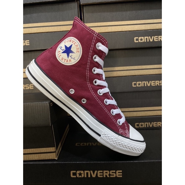 Giày sneakers converse size 39.5 cổ cao màu đỏ mận (real/2hand)