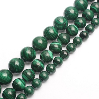 Hạt tròn đá Malachite màu xanh lá cây tự nhiên để làm đồ trang sức 15 inch 6 / 8 / 10mm Hạt đá quý tự nhiên Vòng tay DIY