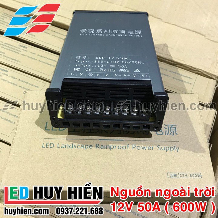 Nguồn Led 12V 50a ngoài trời vỏ nhôm _ Nguồn Led 12V 600W (50A) ngoài trời